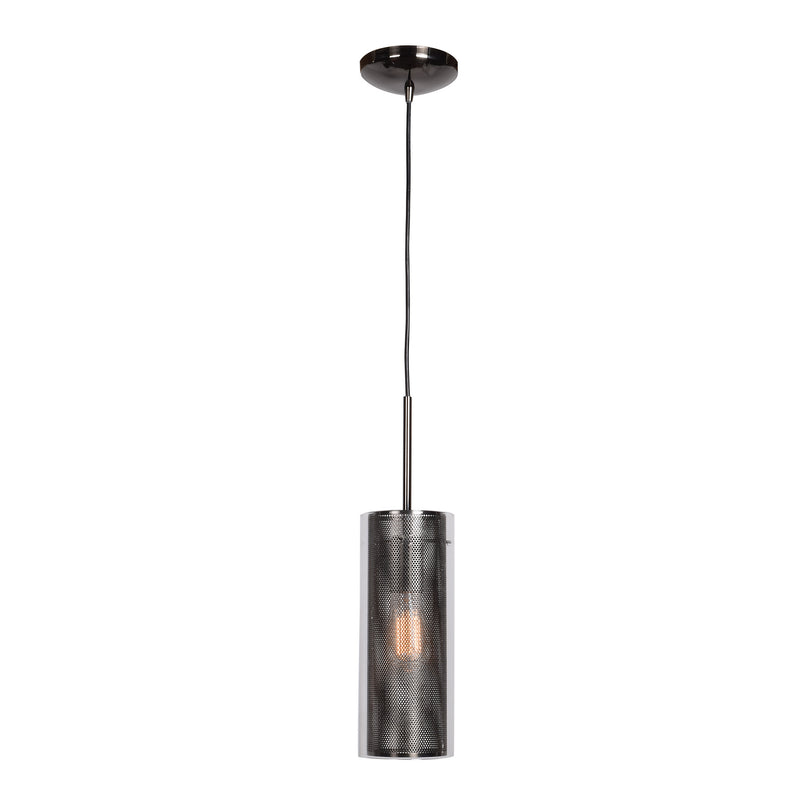 Multis 1-Light Encaged Glass Pendant in Black Chrome Finish