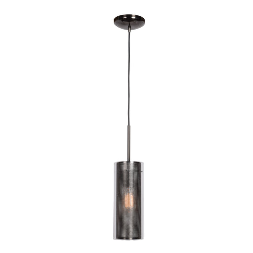 Multis 1-Light Encaged Glass Pendant in Black Chrome Finish