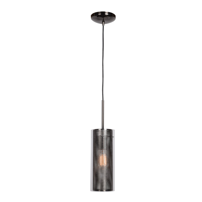 Multis 1-Light Encaged Glass Pendant in Black Chrome Finish
