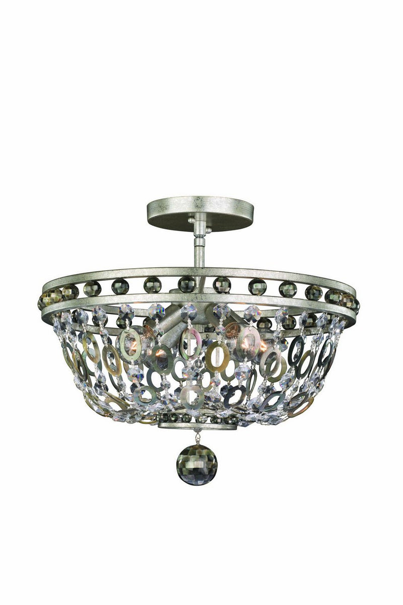 Lucia 4-Light Semi-Flush Mount in Vintage Silver Leaf