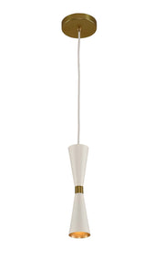 Milo LED Mini Pendant in White and Vintage Brass