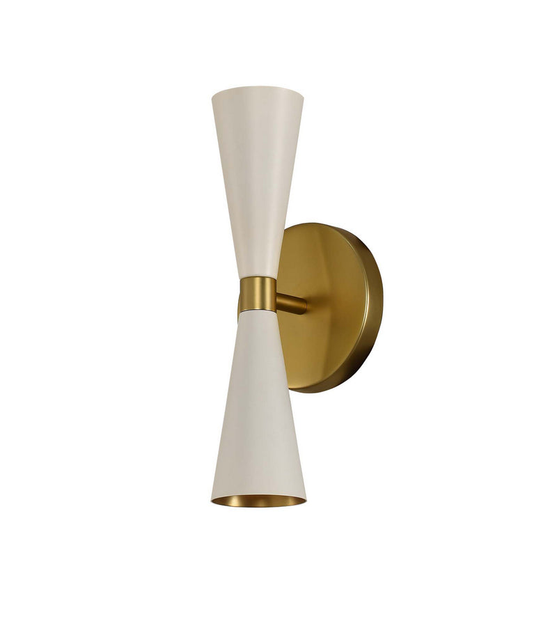 Milo 2-Light ADA Wall Bracket in White & Vintage Brass - Lamps Expo