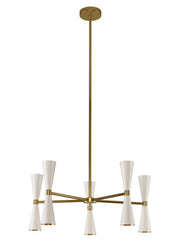 Milo 10-Light LED Chandelier in White and Vintage Brass