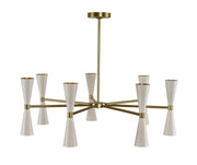 Milo 14-Light LED Chandelier in White and Vintage Brass