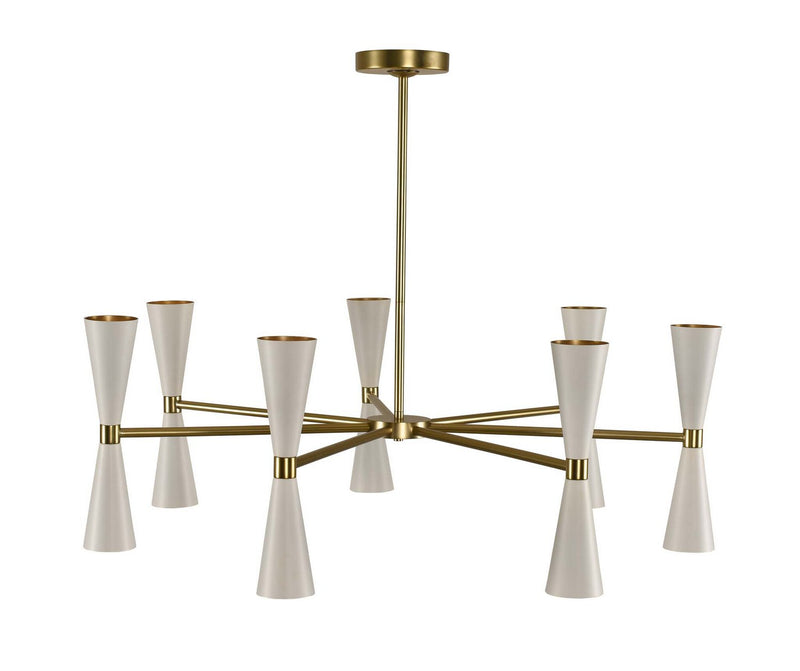 Milo 14-Light LED Chandelier in White and Vintage Brass