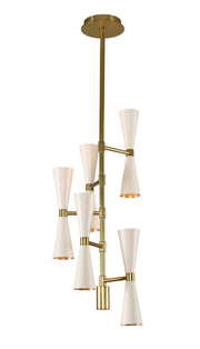 Milo 10-Light LED Foyer Chandelier in White and Vintage Brass
