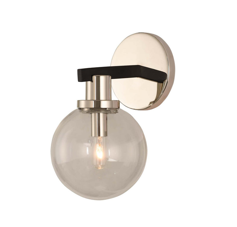 Cameo Wall Sconce in Matte Black Finish with Nickel Accents