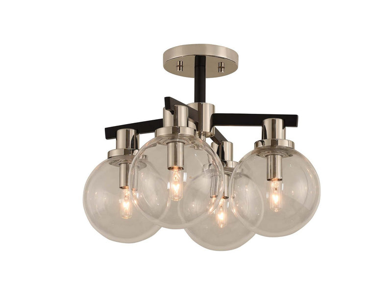 Cameo 4-Light Semi-Flush Mount in Matte Black Finish with Nickel Accents