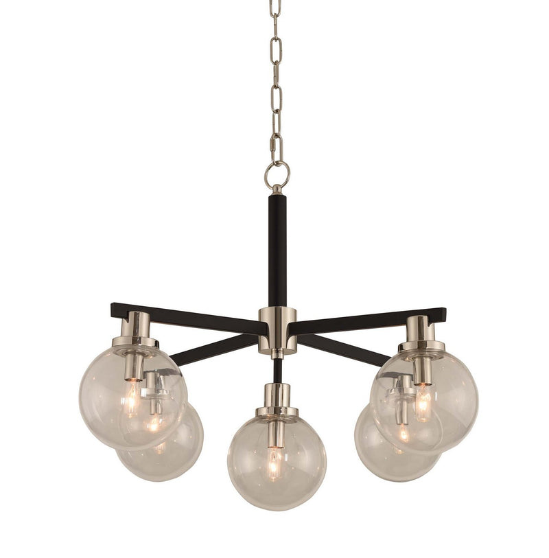Cameo 5-Light Chandelier in Matte Black Finish with Nickel Accents