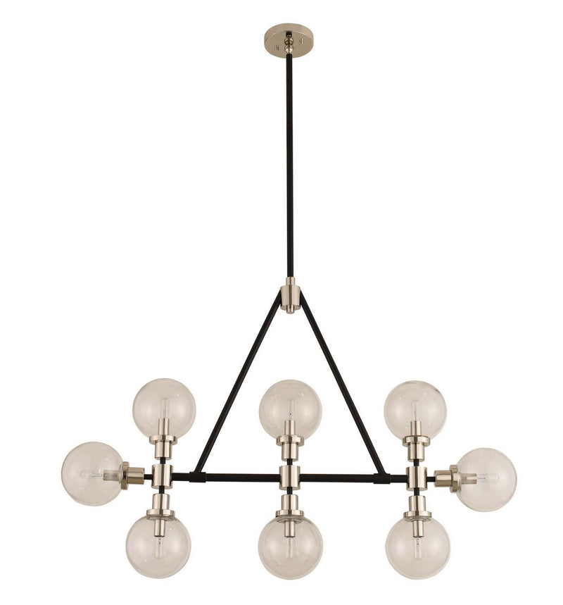 Cameo 8-Light Linear Chandelier in Matte Black Finish with Nickel Accents