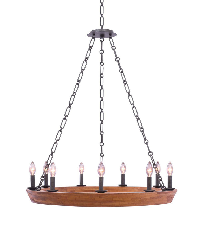 Lansdale 9-Light Chandelier in Black Iron