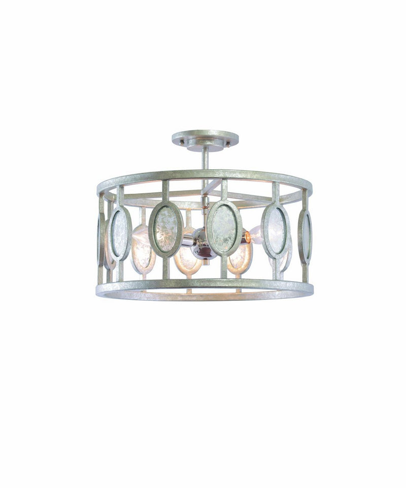 Palomar 3-Light Semi-Flush Mount in Vintage Silver Leaf