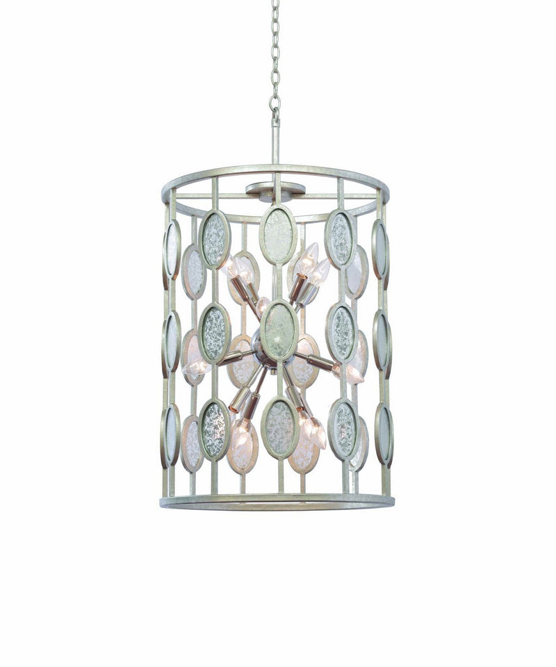 Palomar 12-Light 19" Chandelier in Vintage Silver Leaf