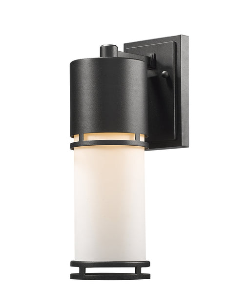 Luminata 1 Light Outdoor Wall Light in Black with Matte Opal Glass