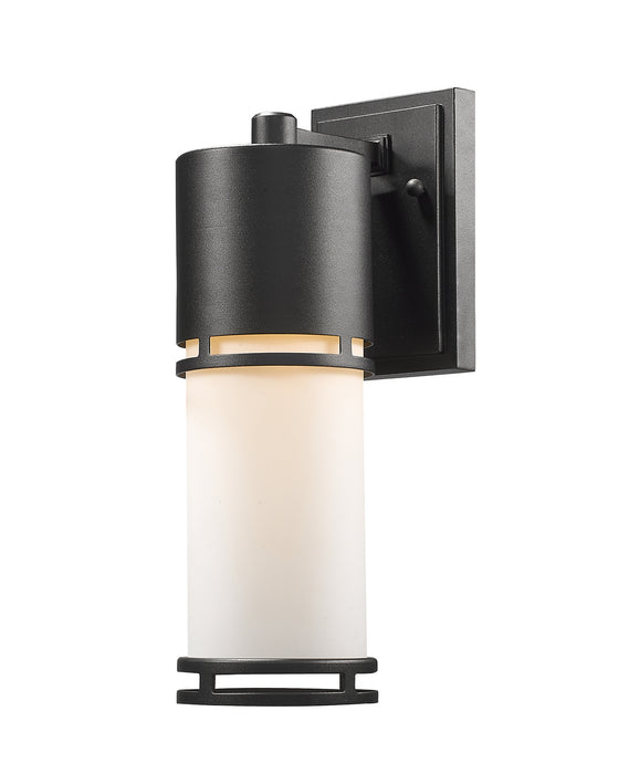 Luminata 1 Light Outdoor Wall Light in Black with Matte Opal Glass