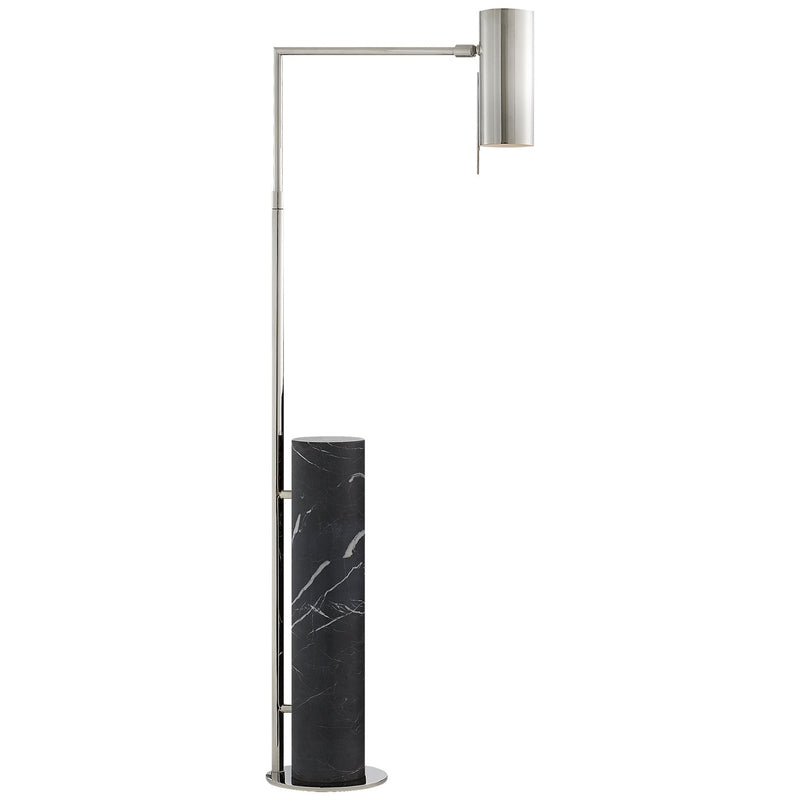 Alma Floor Lamp in Polished Nickel and Black Marble