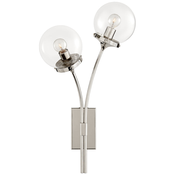 Prescott Two Light Wall Sconce in Polished Nickel