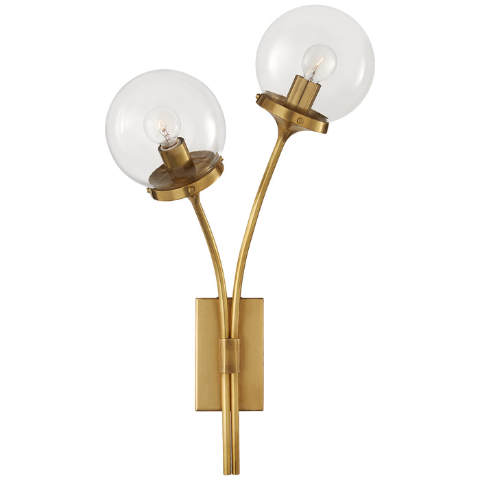 Prescott Two Light Wall Sconce in Soft Brass