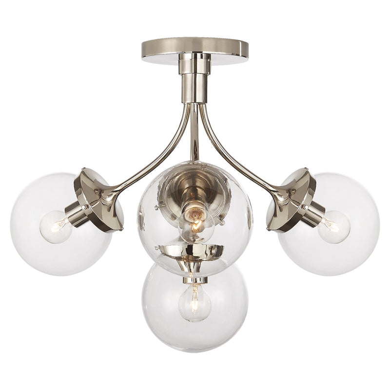 Prescott Medium 4-Light Semi-Flush Mount in Polished Nickel