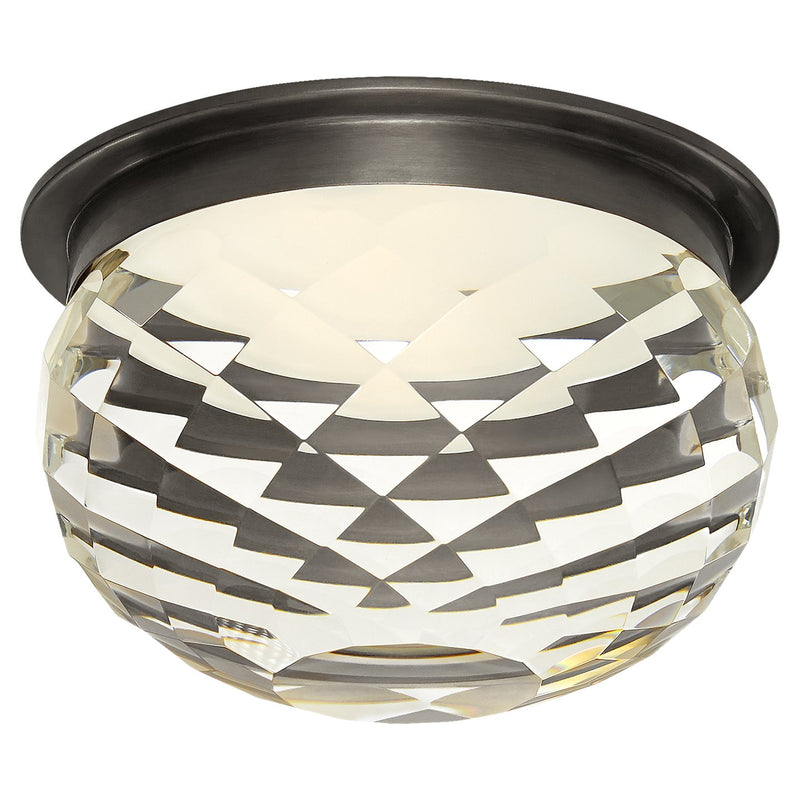 Hillam 5.5" Crystal Solitaire Flush Mount in Bronze