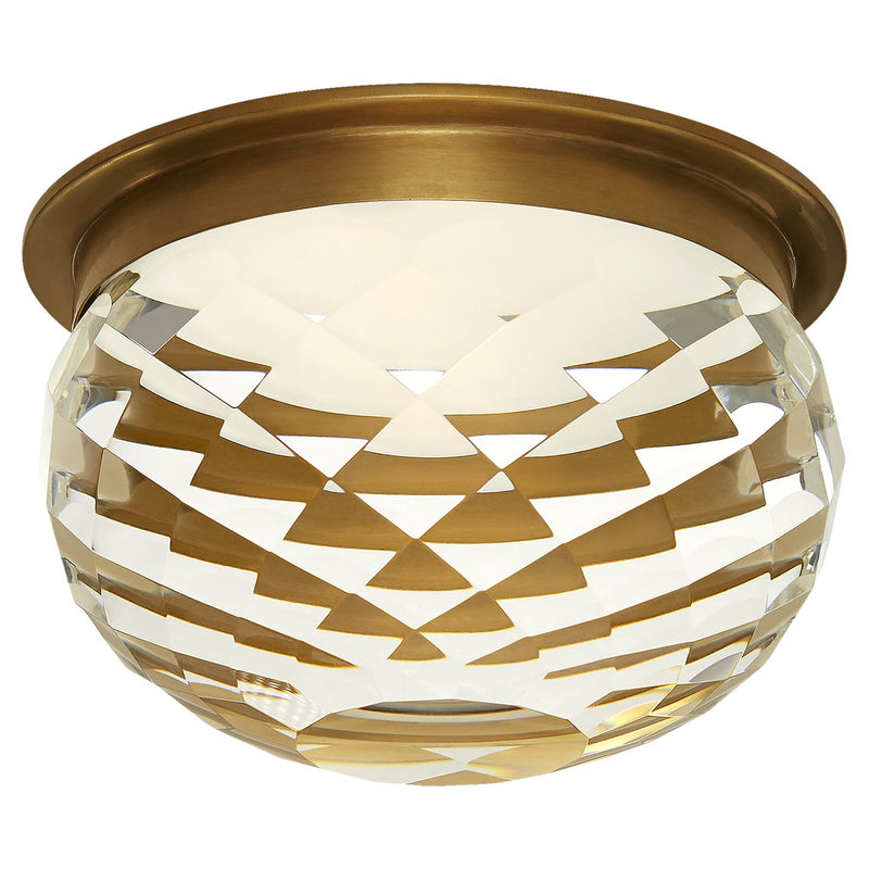 Hillam 5.5" Crystal Solitaire Flush Mount in Hand-Rubbed Antique Brass