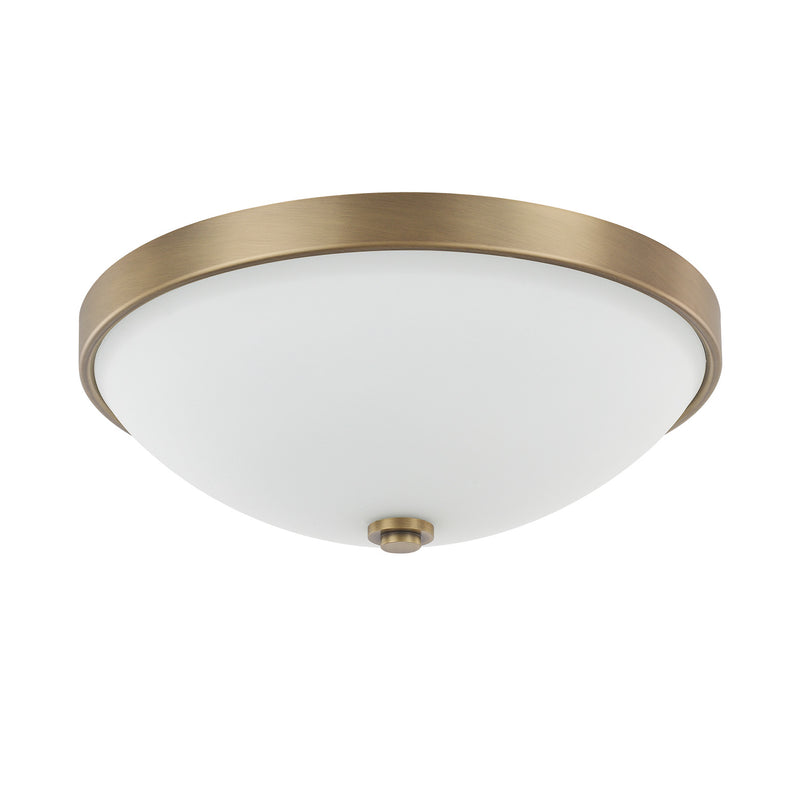 2 Light Ceiling Fixture in Aged Brass