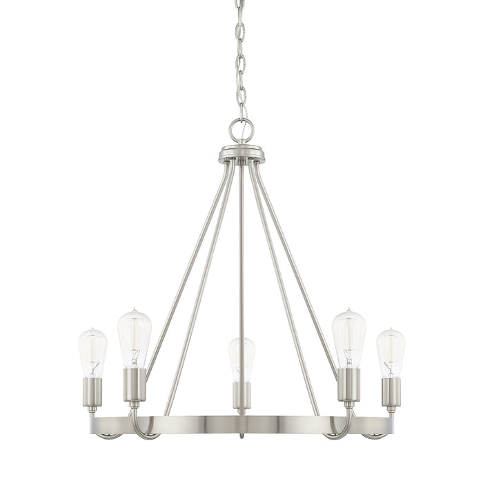 Tanner 5-Light Chandelier in Brushed Nickel - Lamps Expo