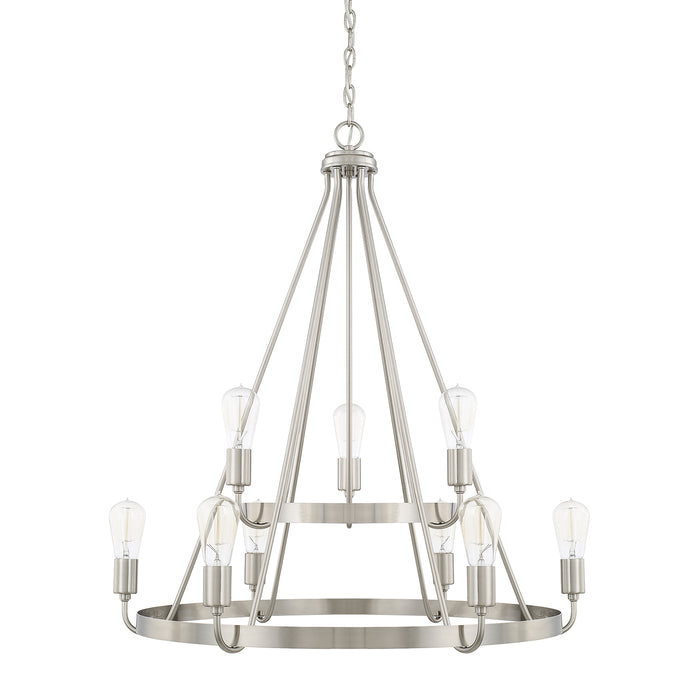 Tanner 9-Light Chandelier in Brushed Nickel - Lamps Expo