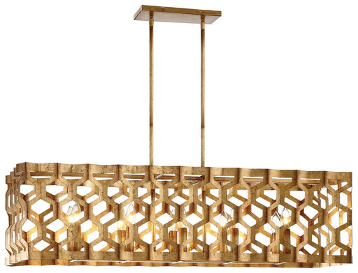 Coronade 10-Light Linear Chandelier in Pandora Gold Leaf