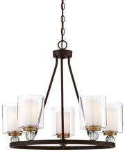 Studio 5 5-Light Chandelier in Painted Bronze w/Natural Brushed Brass