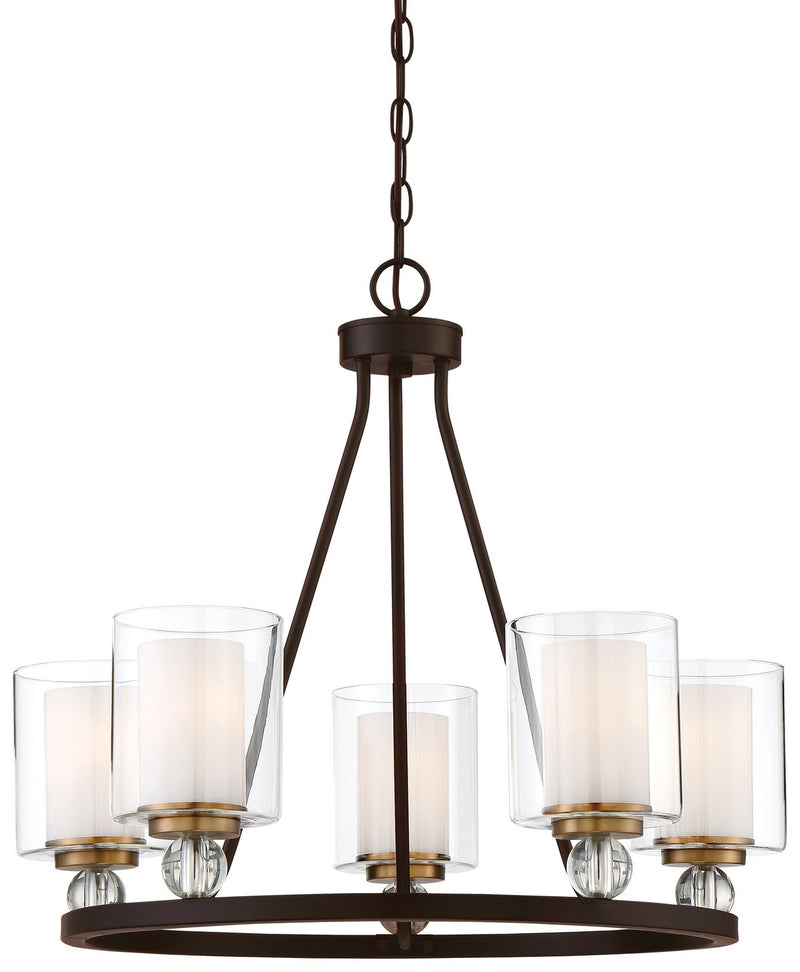 Studio 5 5-Light Chandelier in Painted Bronze w/Natural Brushed Brass