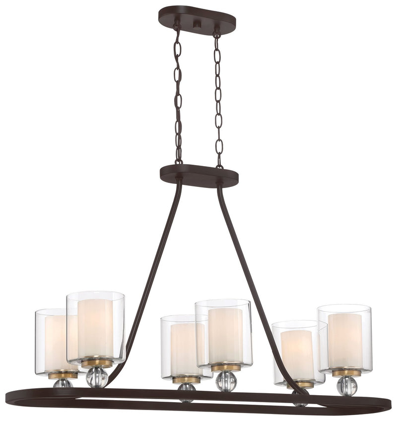 Studio 5 5-Light Linear Chandelier in Painted Bronze w/Natural Brushed Brass