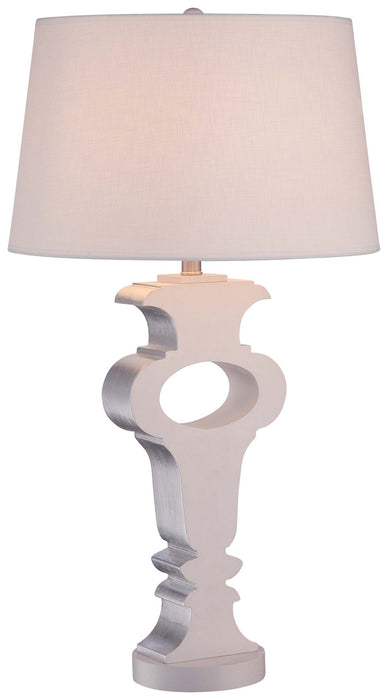 1-Light Table Lamp in Wood with Cream Linen Fabric Shade - Lamps Expo
