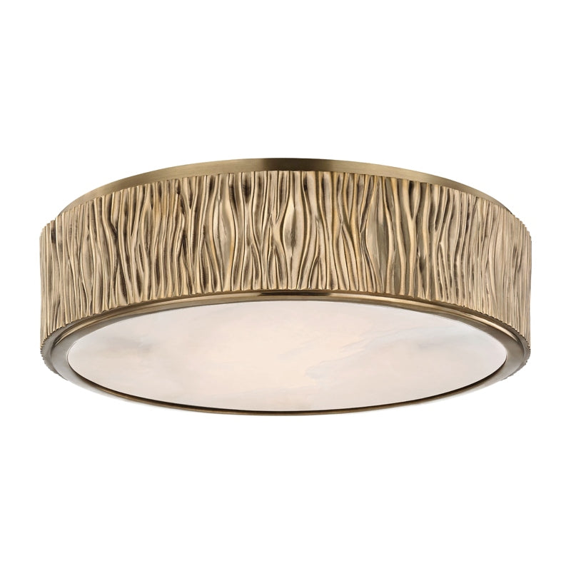 Crispin Large LED Flush Mount in Aged Brass