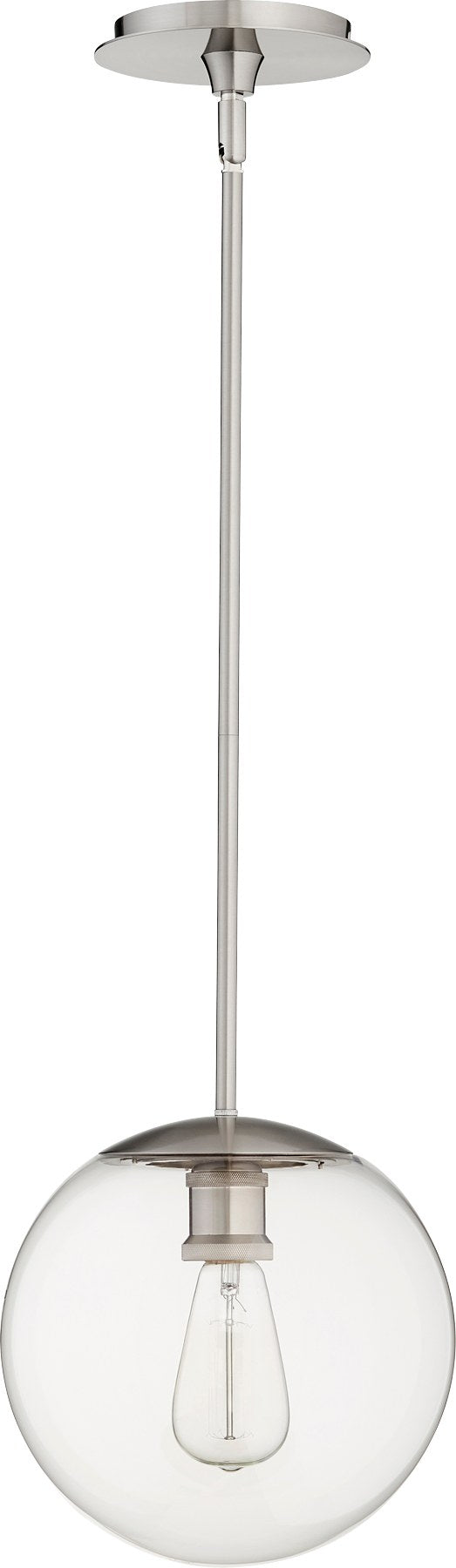 10" Clear Globe Pendant in Satin Nickel