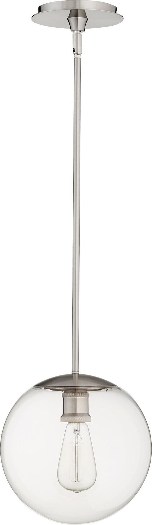 10" Clear Globe Pendant in Satin Nickel