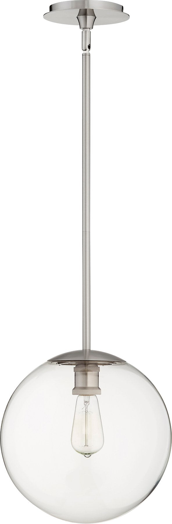 12" Clear Globe Pendant in Satin Nickel