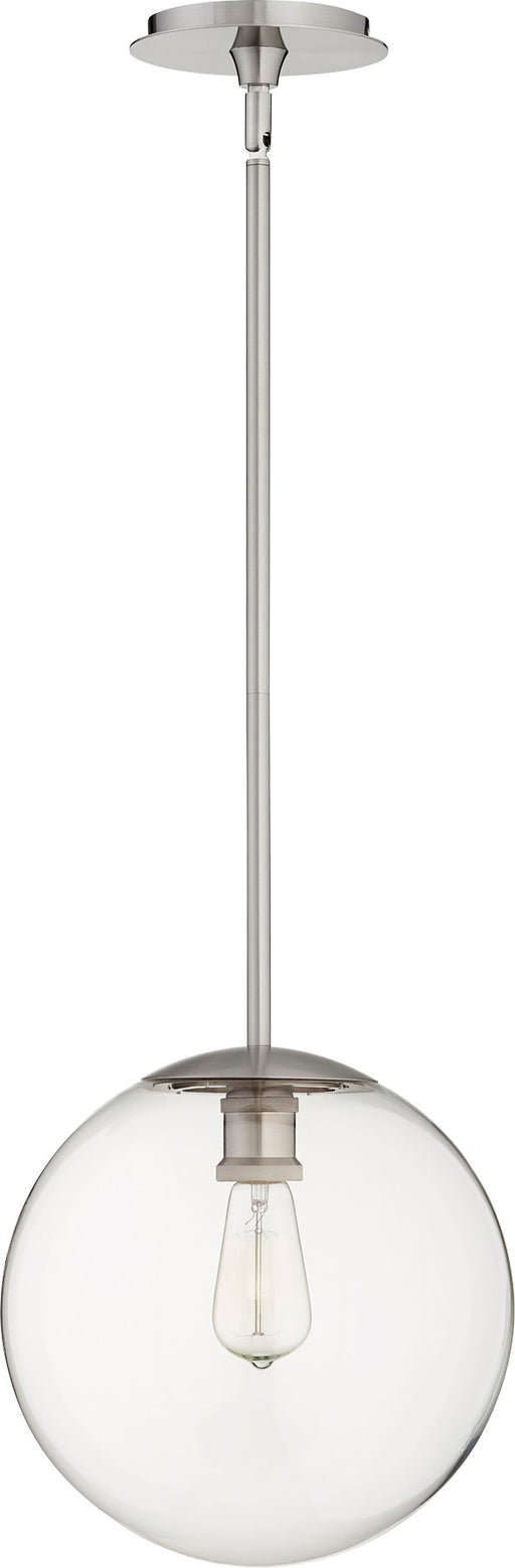 12" Clear Globe Pendant in Satin Nickel