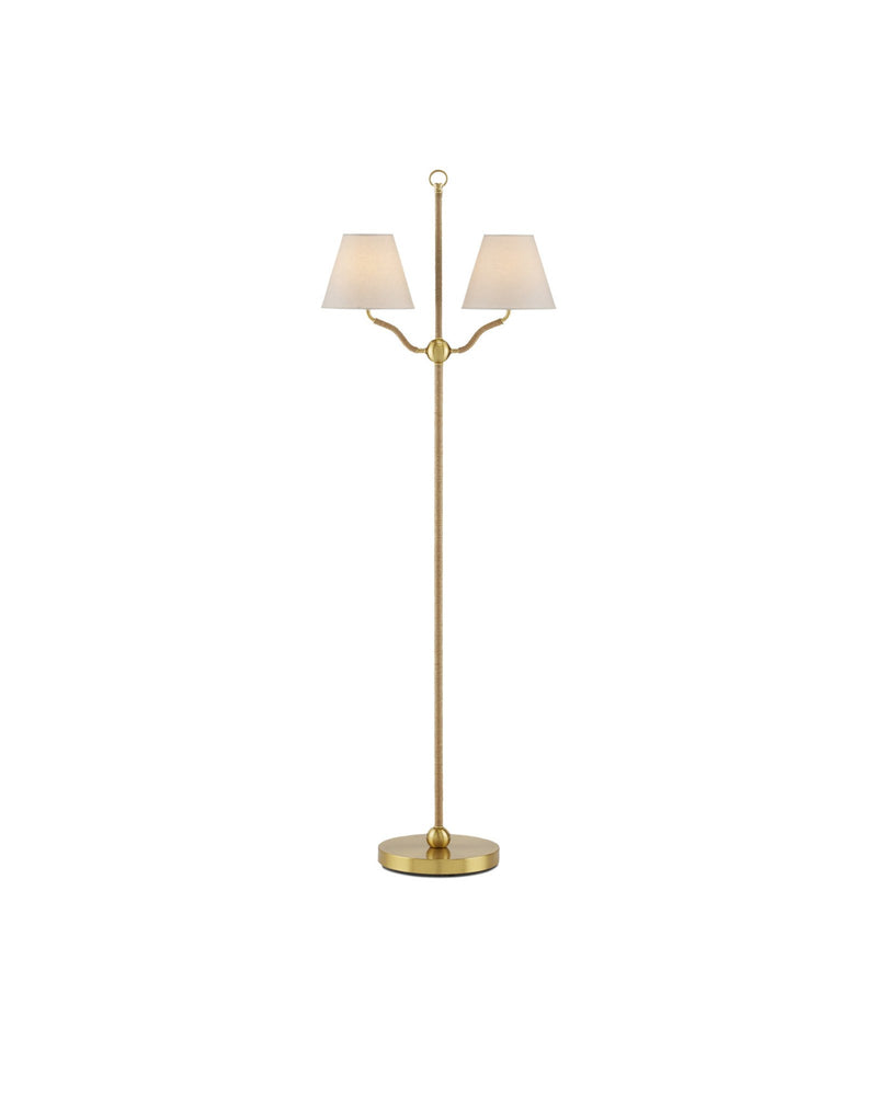 Sirocco Floor Lamp in Antique Brass / Natural