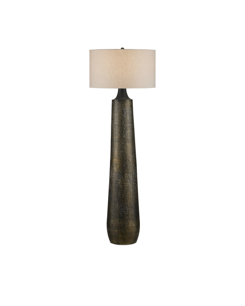 Brigadier Floor Lamp in Antique Brass / Black / Whitewash