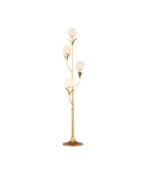 Rossville 4-Light Floor Lamp in Contemporary Gold Leaf / Frosted White