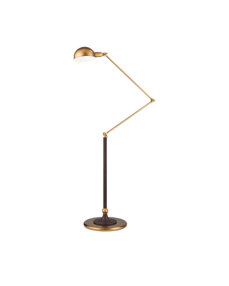Libretto Floor Lamp in Antique Brass / Brownish Red