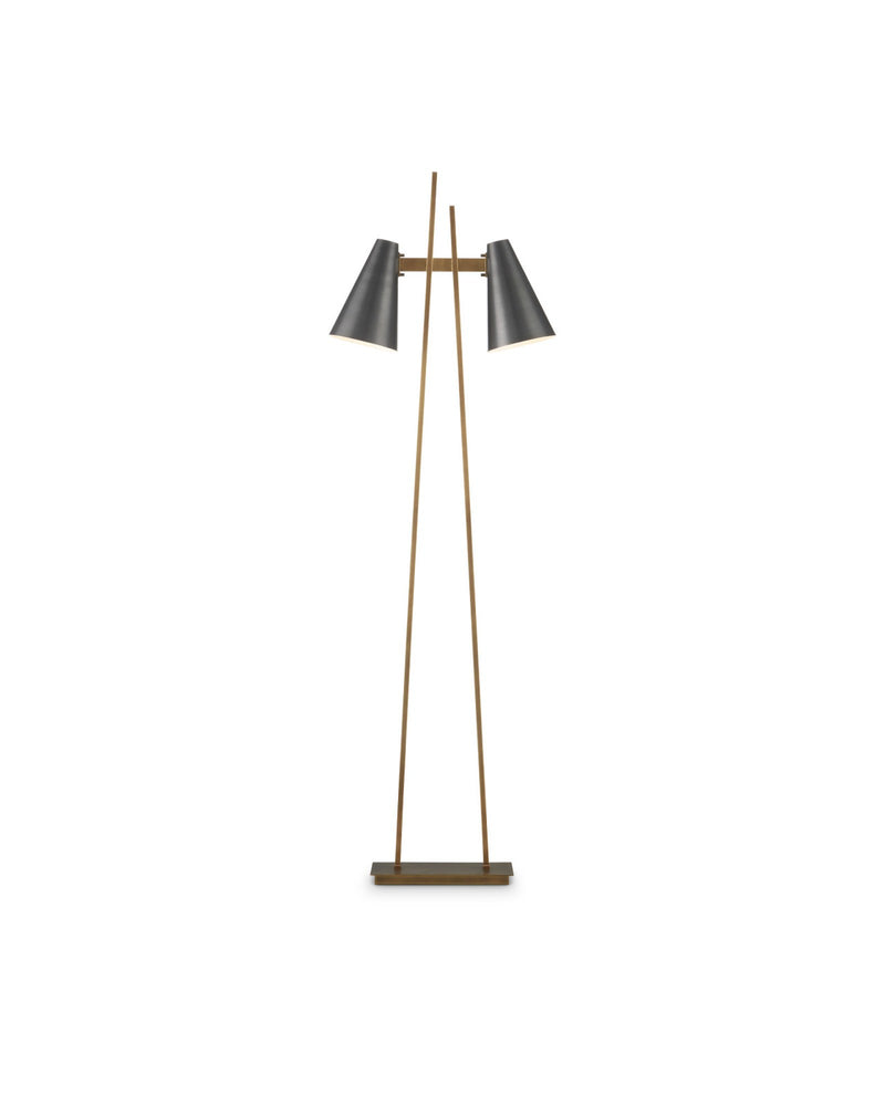 Duet Floor Lamp in Oil Rubbed Bronze / Antique Brass