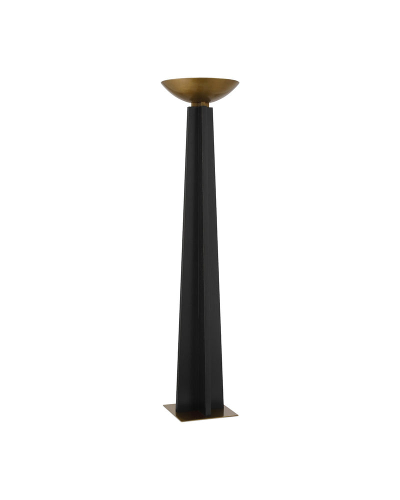 Calyx Torchiere Floor Lamp in Black / Antique Brass