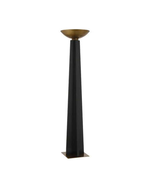 Calyx Torchiere Floor Lamp in Black / Antique Brass