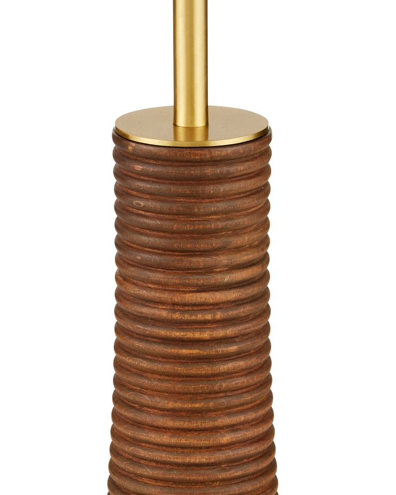 Lathe Floor Lamp in Natural / Brushed Brass