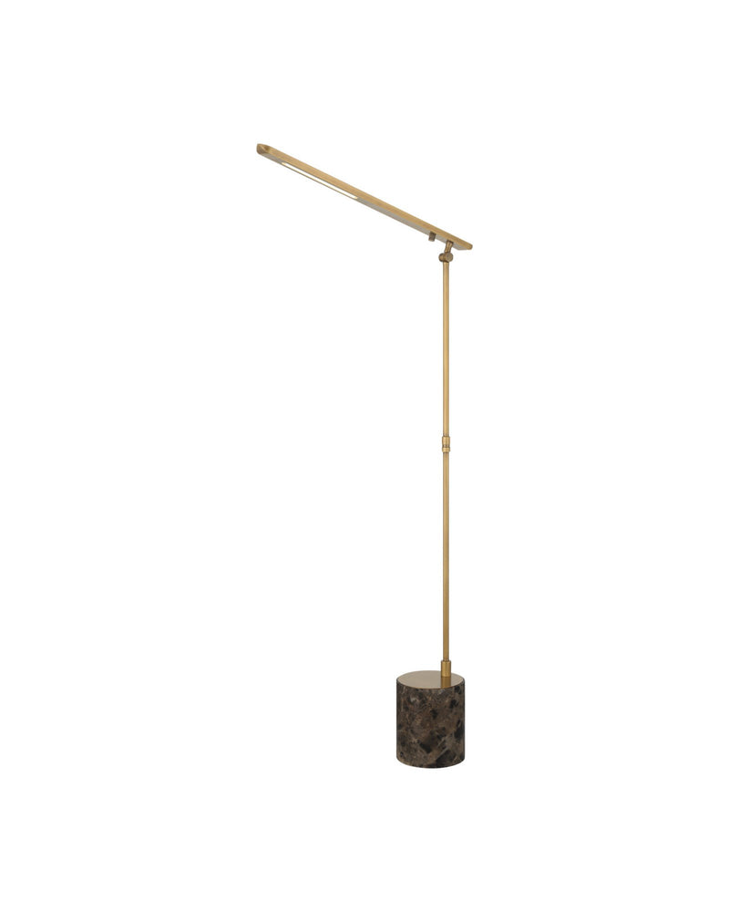 Hanford Floor Lamp in Polished Antique Brass / Brown