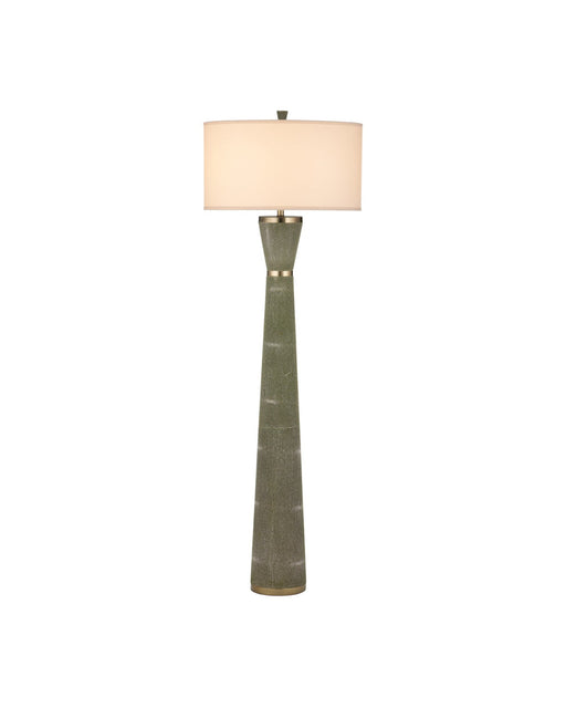 Galuchat Hourglass Floor Lamp in Green Faux Shagreen / Brass