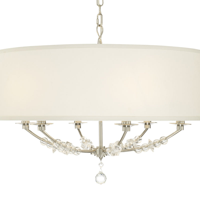 Mirage 6 Light 30" Chandelier in Polished Nickel