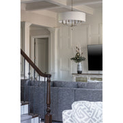 Mirage 6 Light 30" Chandelier in Polished Nickel in a room setting